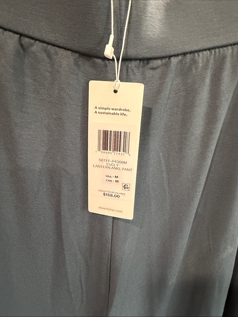 Eileen Fisher Slate Gray Lantern Ankle Pant NWT